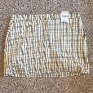 Forever 21 Beige and Blue Checkered Mini Skirt